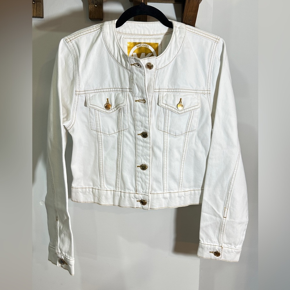 MICHAEL Michael Kors White Denim Jacket Medium